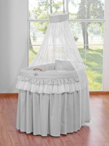 Moses Basket/Wicker drape crib- Little Prince/Princess gray